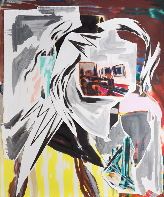 Endurance, peinture et collage sur toile 100 x 120 cm, 2015